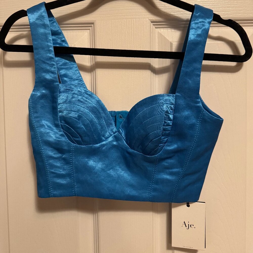 NWT Aje pleated bralette electric blue